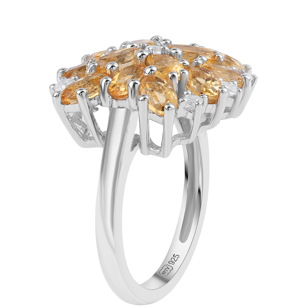 Strieborný Prsteň s AA Brazílskym Citrínom a Bielym Topásom