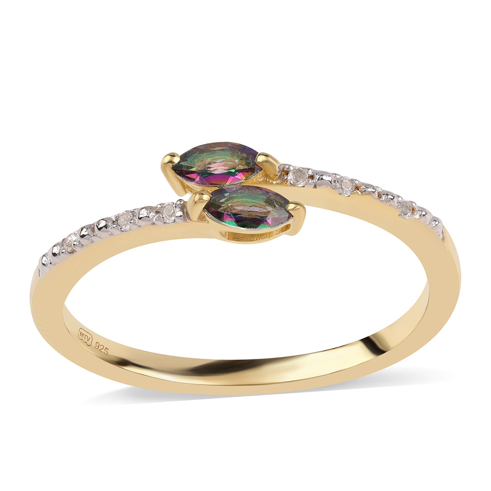 Pozlátený Strieborný Prsteň s Mystickým Topásom a Bielym Topásom 1 