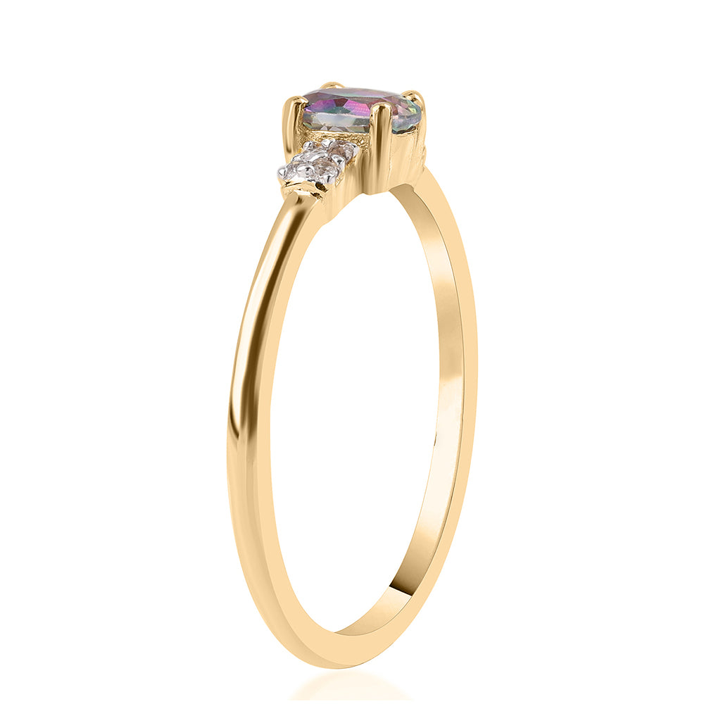 Pozlátený Strieborný Prsteň s Mystickým Topásom a Bielym Topásom