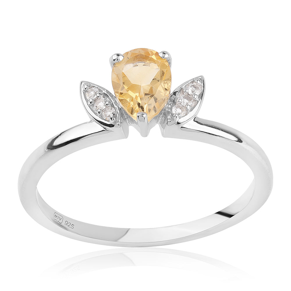 Strieborný Prsteň s AA Brazílskym Citrínom a Bielym Topásom 1 