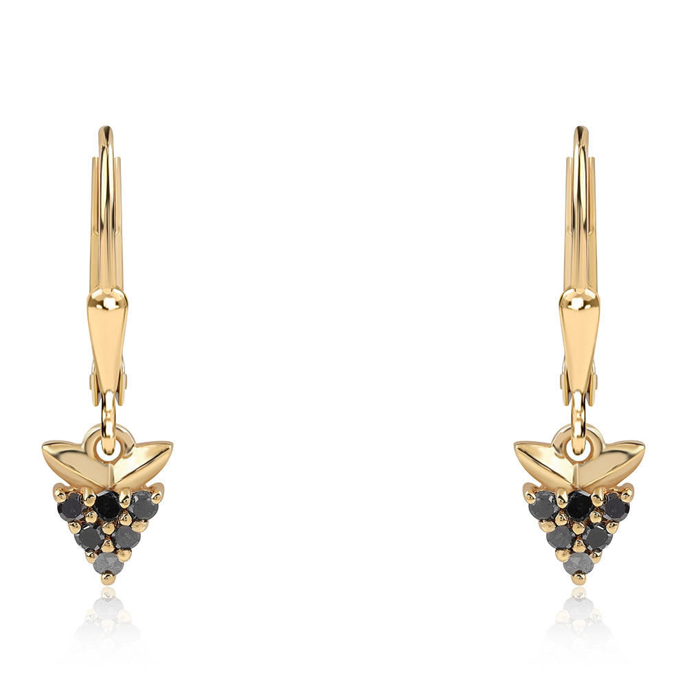 Pozlátené Strieborné Náušnice s Čiernym Diamantom