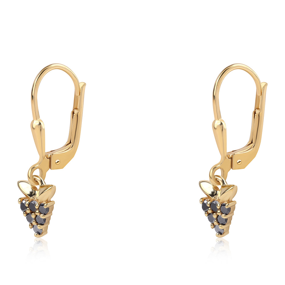 Pozlátené Strieborné Náušnice s Čiernym Diamantom 1 