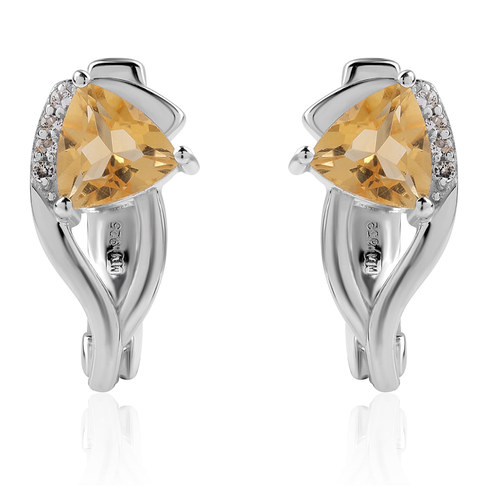 Strieborné Náušnice s AA Brazílskym Citrínom a Bielym Topásom 1 