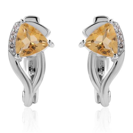 Strieborné Náušnice s AA Brazílskym Citrínom a Bielym Topásom