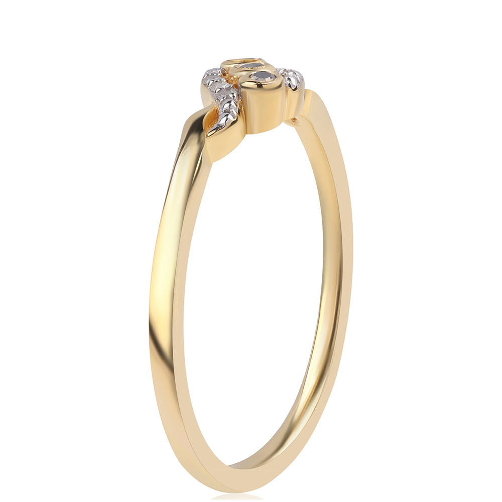 Pozlátený Strieborný Prsteň s Čiernym Diamantom 3 