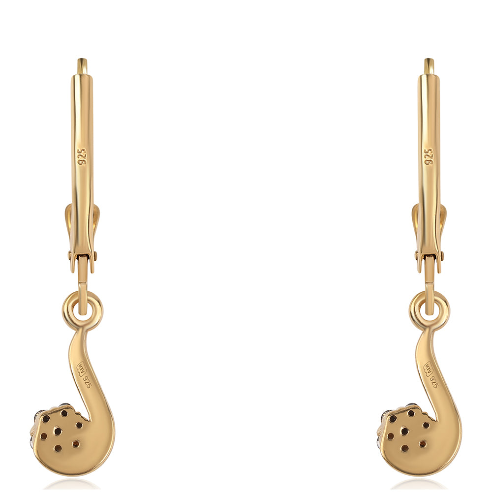 Pozlátené Strieborné Náušnice s Čiernym Diamantom 3 