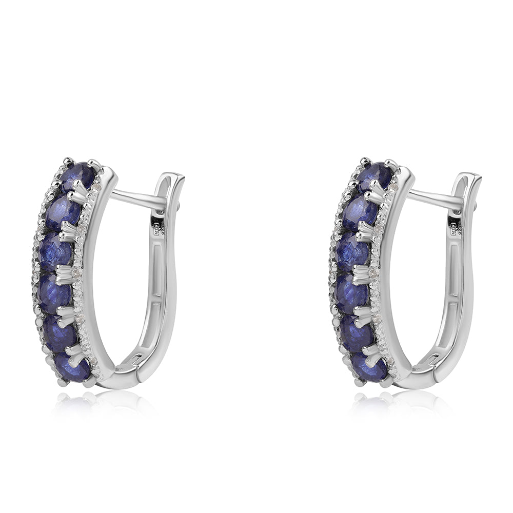 Strieborné Náušnice s Austrálskym Modrým Zafírom a Bielym Topásom 1 