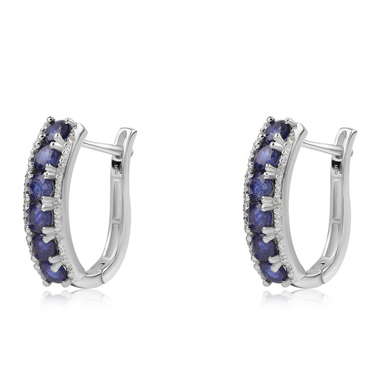 Strieborné Náušnice s Austrálskym Modrým Zafírom a Bielym Topásom