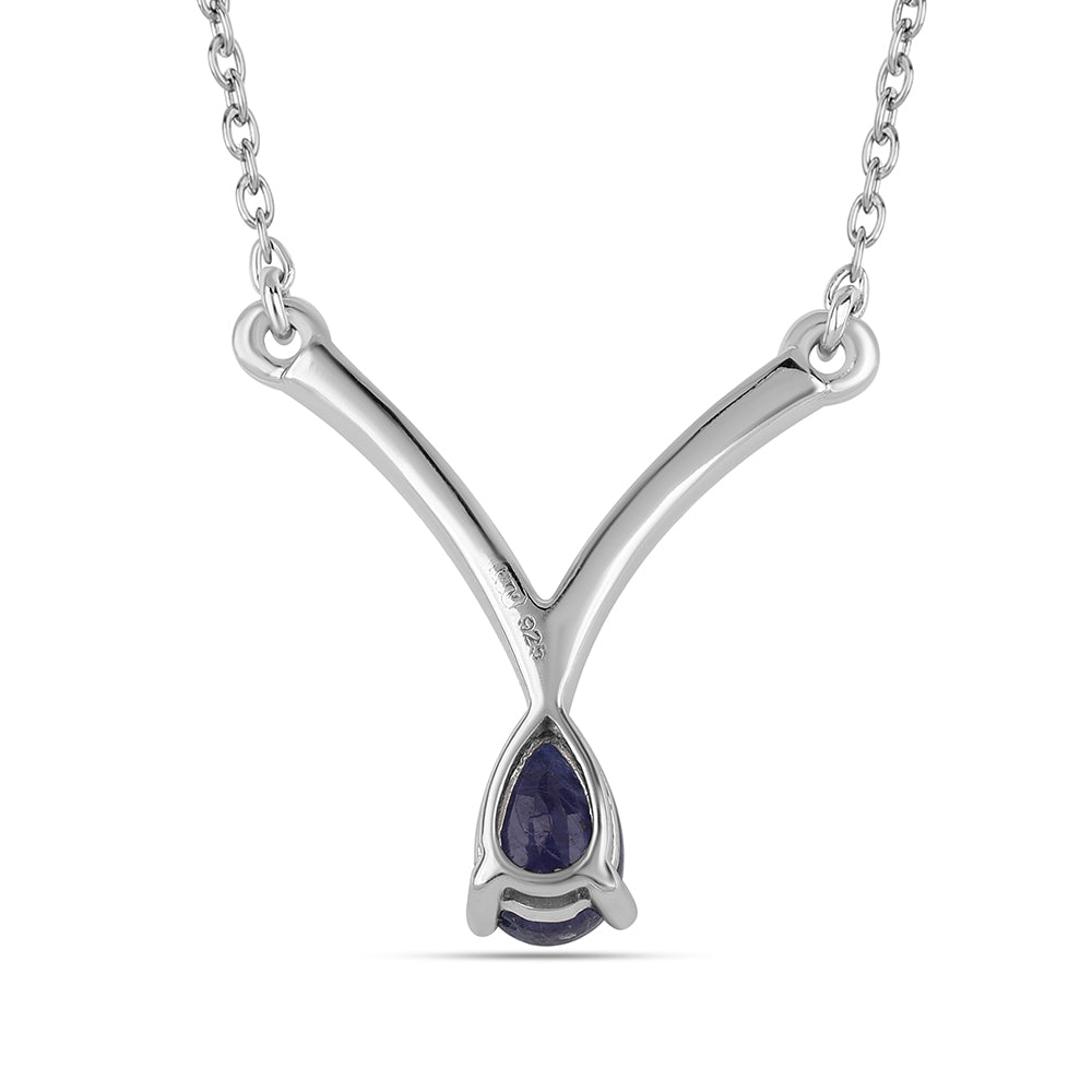 Strieborný Náhrdelník s Austrálskym Modrým Zafírom a Bielym Topásom