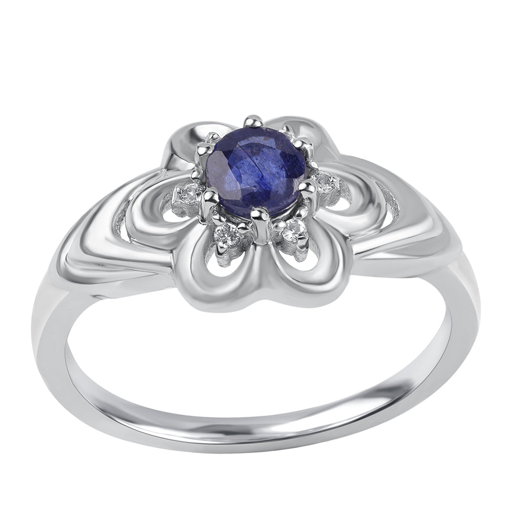 Strieborný Prsteň s Austrálskym Modrým Zafírom a Bielym Topásom
