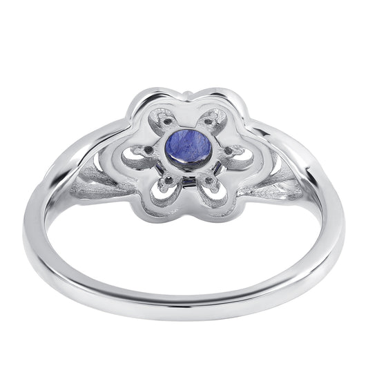 Strieborný Prsteň s Austrálskym Modrým Zafírom a Bielym Topásom