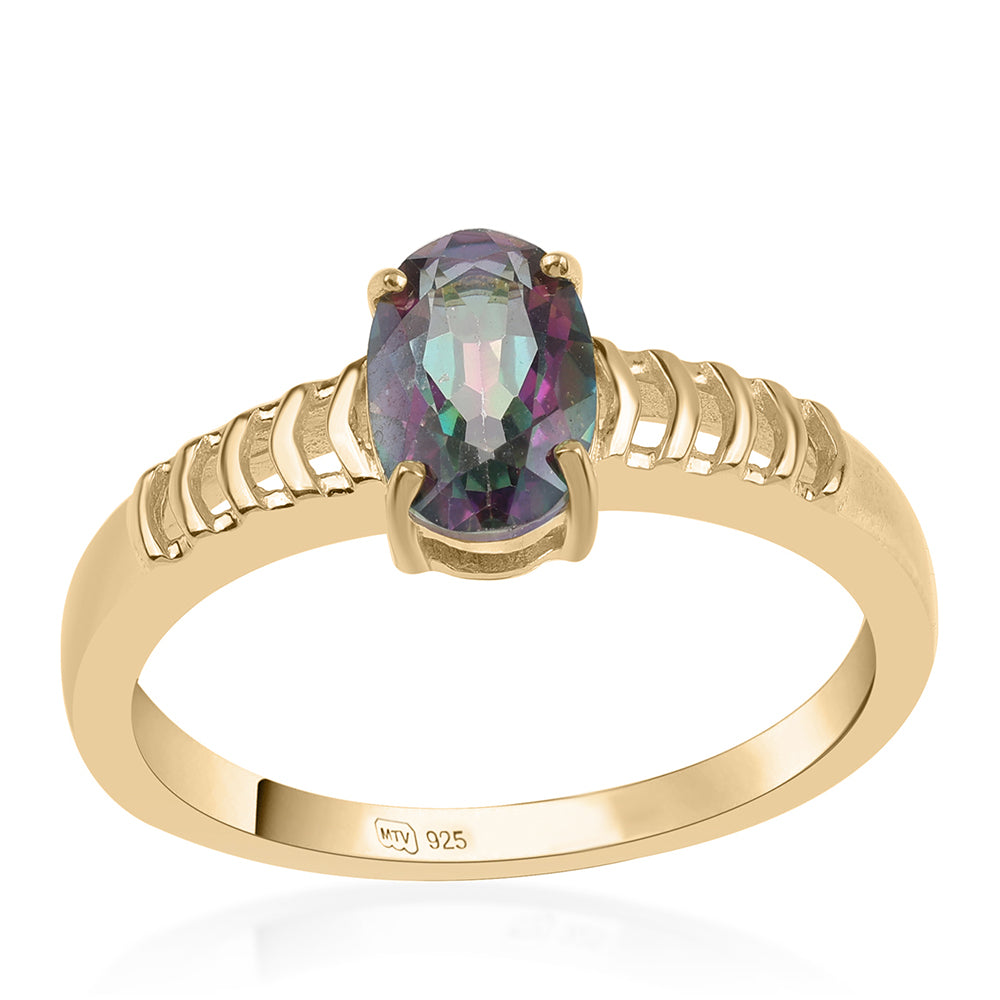 Pozlátený Strieborný Prsteň s Mystickým Topásom
