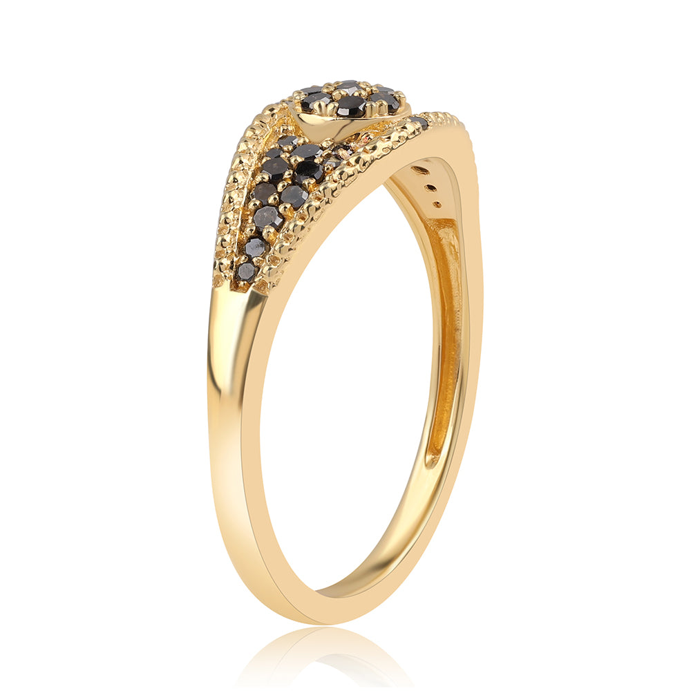 Pozlátený Strieborný Prsteň s Čiernym Diamantom