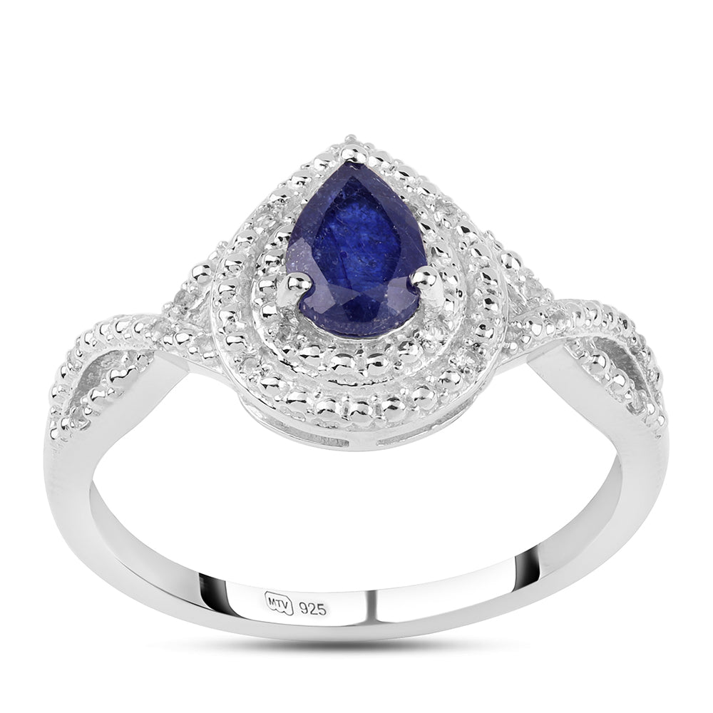 Strieborný Prsteň s Austrálskym Modrým Zafírom a Bielym Topásom 1 