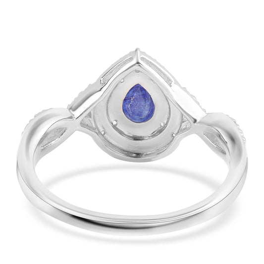 Strieborný Prsteň s Austrálskym Modrým Zafírom a Bielym Topásom