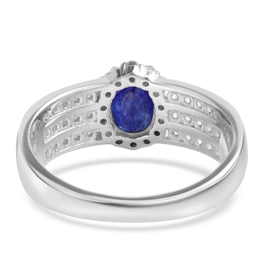 Strieborný Prsteň s Austrálskym Modrým Zafírom a Bielym Topásom