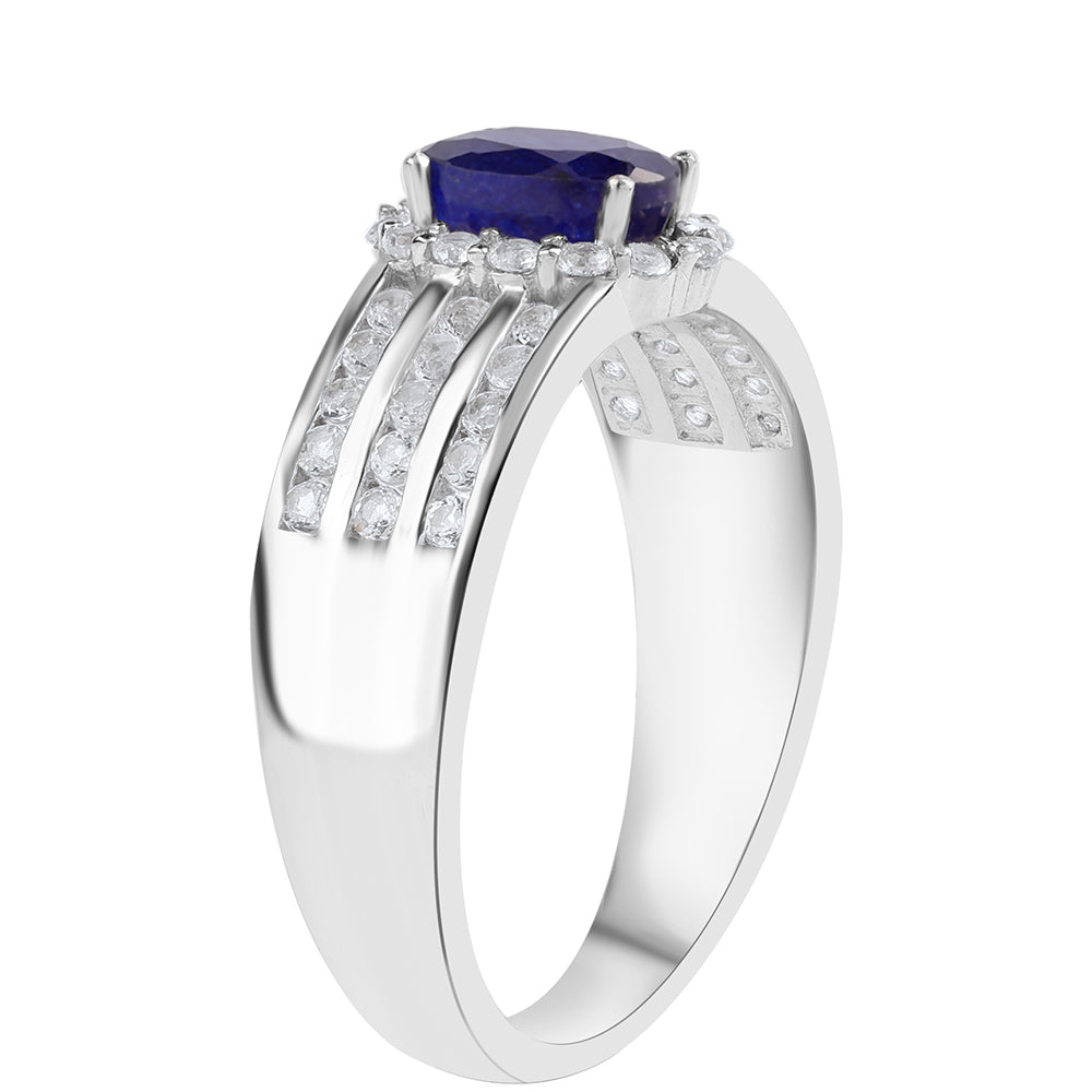 Strieborný Prsteň s Austrálskym Modrým Zafírom a Bielym Topásom 3 