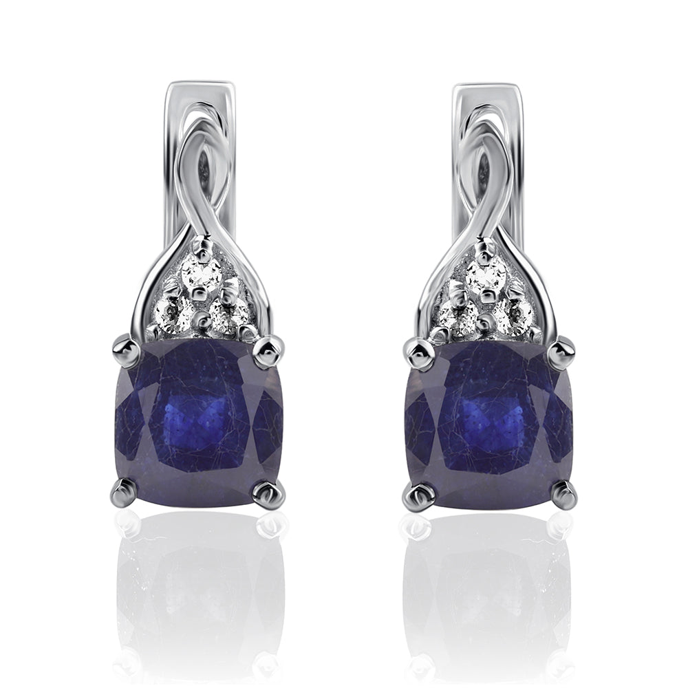 Strieborné Náušnice s Austrálskym Modrým Zafírom a Bielym Topásom 1 