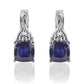 Strieborné Náušnice s Austrálskym Modrým Zafírom a Bielym Topásom