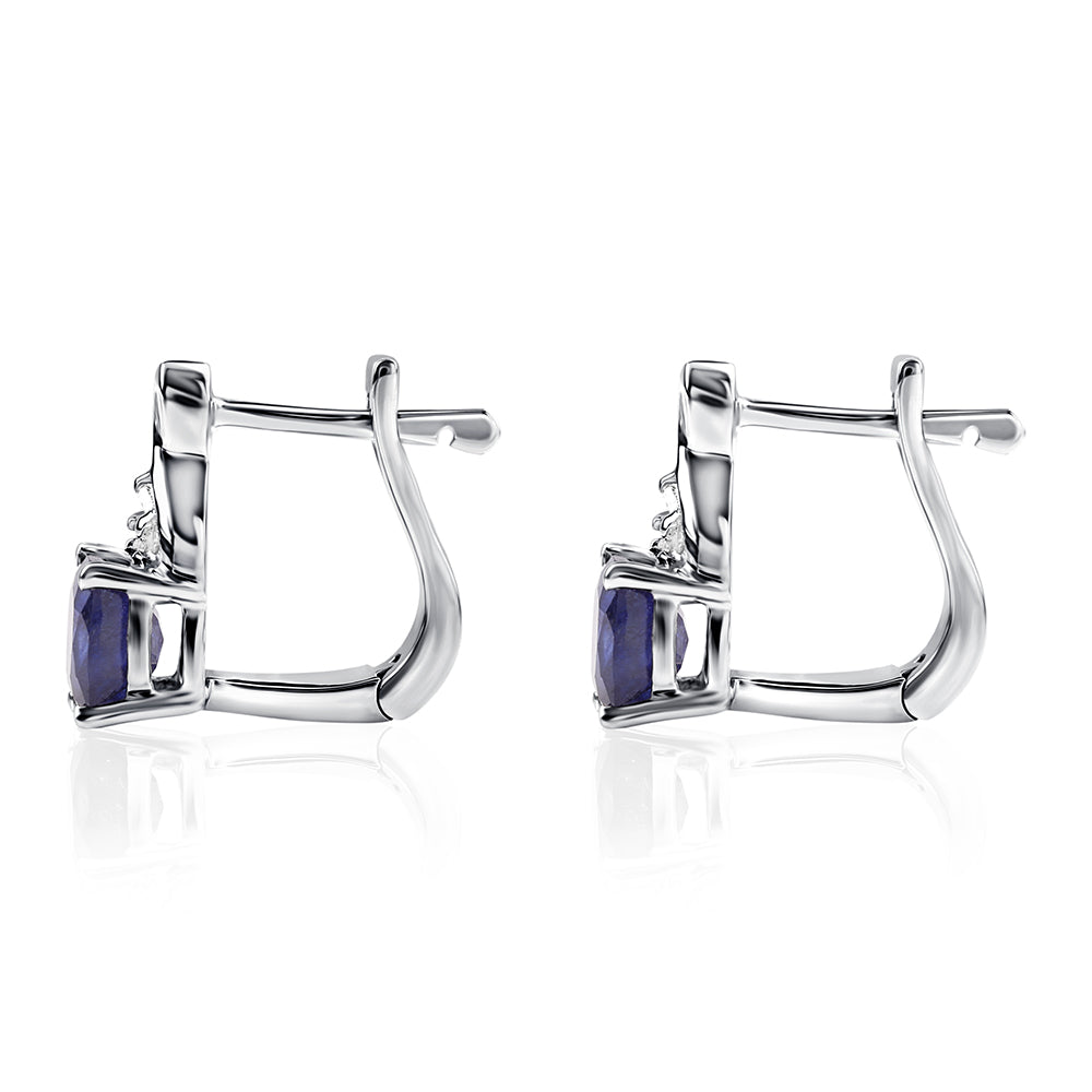 Strieborné Náušnice s Austrálskym Modrým Zafírom a Bielym Topásom 2 