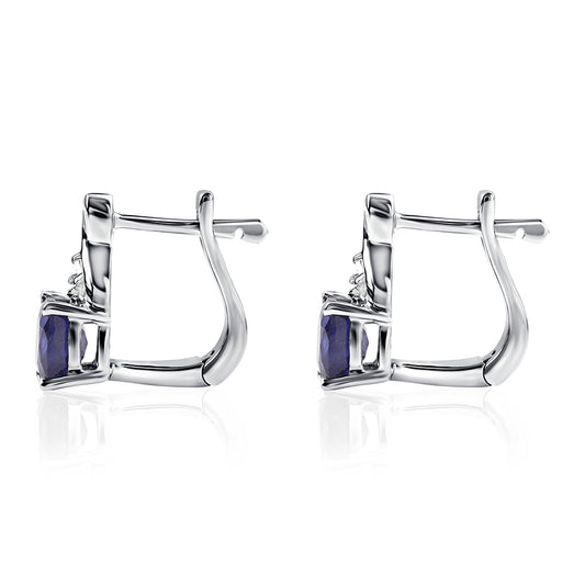 Strieborné Náušnice s Austrálskym Modrým Zafírom a Bielym Topásom