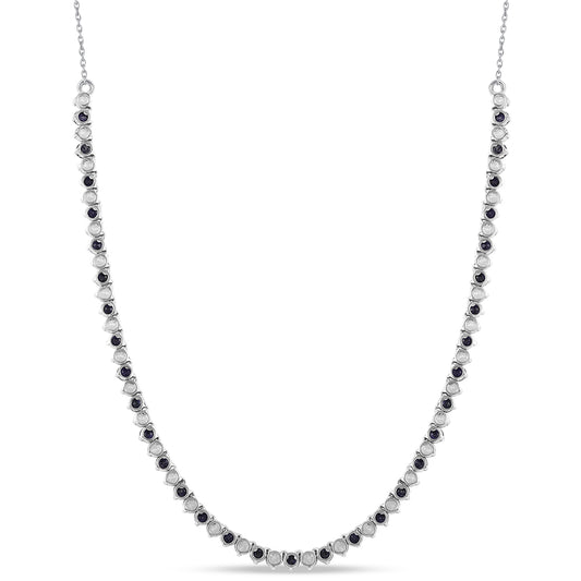 Strieborný Náhrdelník s Austrálskym Modrým Zafírom a Bielym Topásom