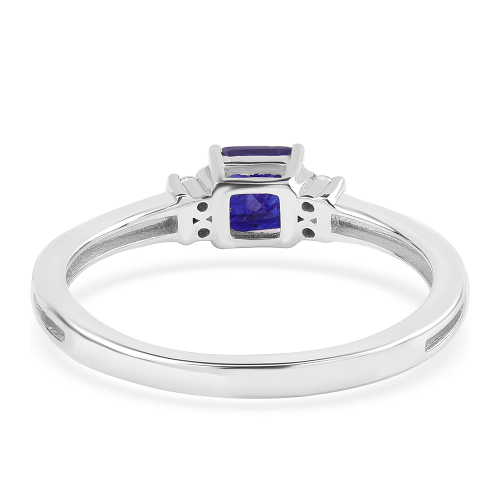 Strieborný Prsteň s Austrálskym Modrým Zafírom a Bielym Topásom 2 