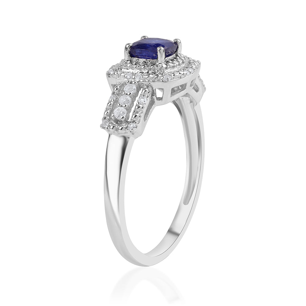 Strieborný Prsteň s Austrálskym Modrým Zafírom a Bielym Topásom 3 