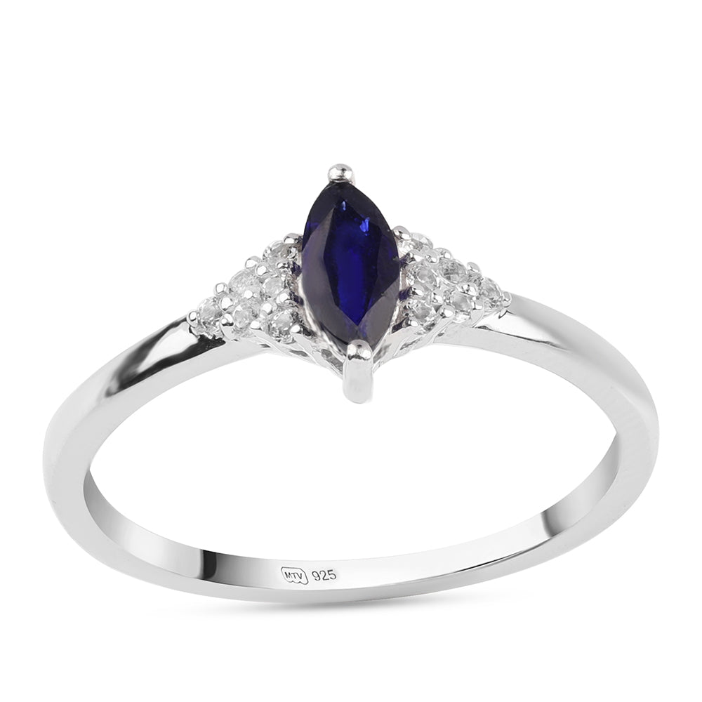 Strieborný Prsteň s Austrálskym Modrým Zafírom a Bielym Topásom 1 