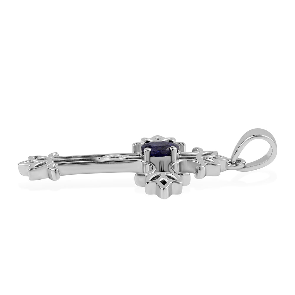 Kríž Strieborný Prívesok s Austrálskym Modrým Zafírom