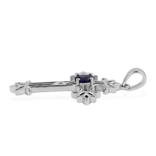 Kríž Strieborný Prívesok s Austrálskym Modrým Zafírom