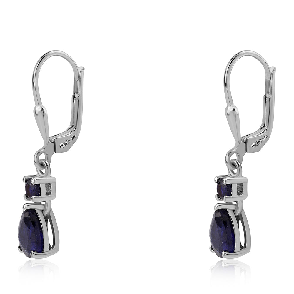 Strieborné Náušnice s Austrálskym Modrým Zafírom