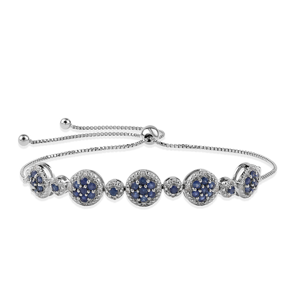 Strieborný Náramok s Austrálskym Modrým Zafírom a Bielym Topásom