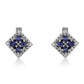 Strieborné Náušnice s Austrálskym Modrým Zafírom a Bielym Topásom