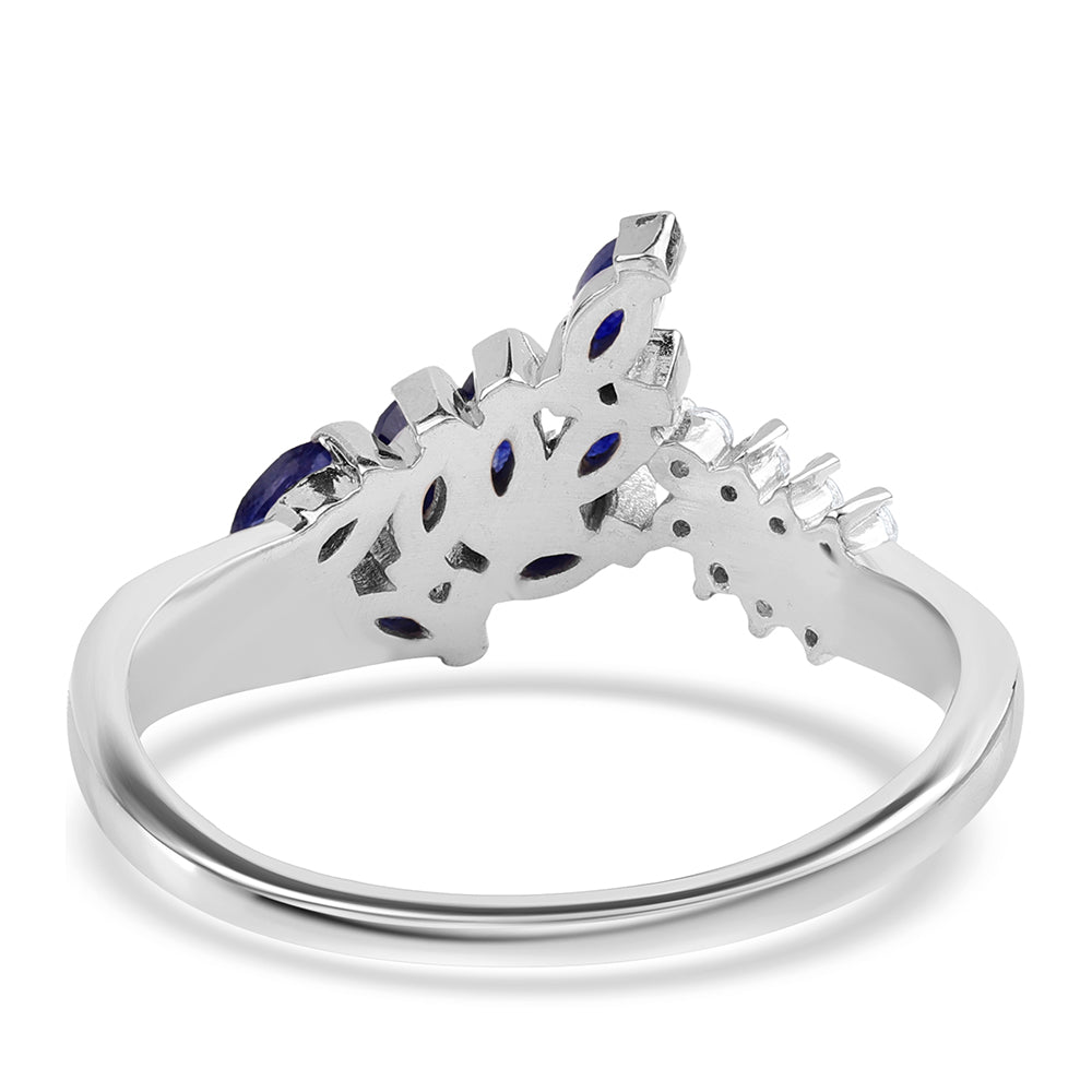 Strieborný Prsteň s Austrálskym Modrým Zafírom a Bielym Topásom