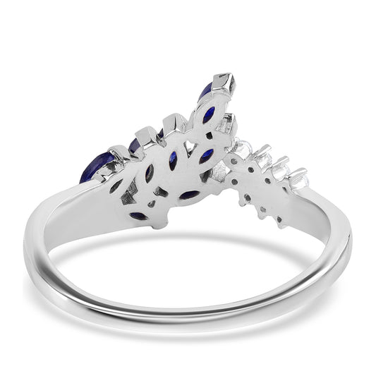 Strieborný Prsteň s Austrálskym Modrým Zafírom a Bielym Topásom