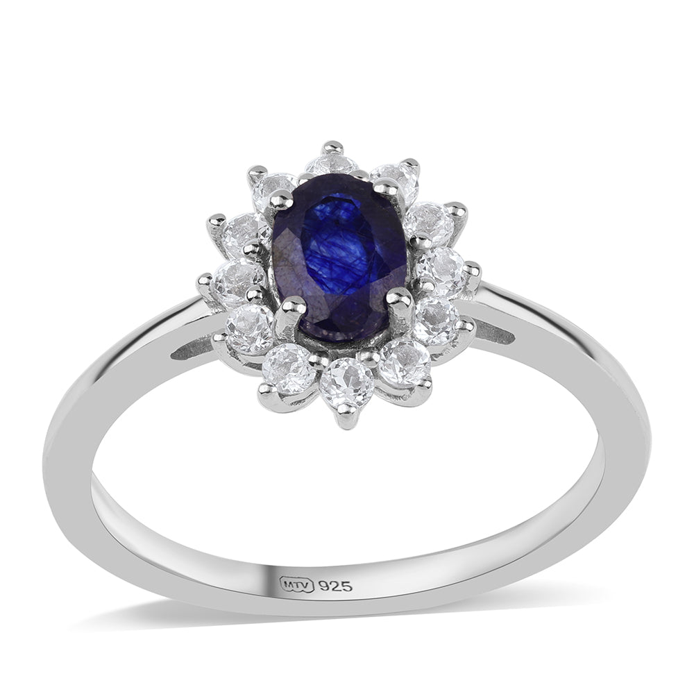 Strieborný Prsteň s Austrálskym Modrým Zafírom a Bielym Topásom 1 