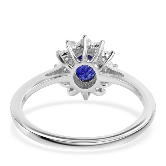Strieborný Prsteň s Austrálskym Modrým Zafírom a Bielym Topásom