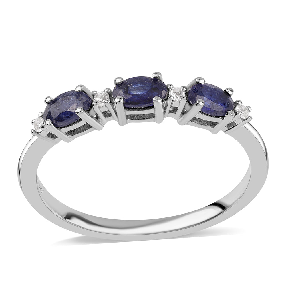 Strieborný Prsteň s Austrálskym Modrým Zafírom a Bielym Topásom 1 