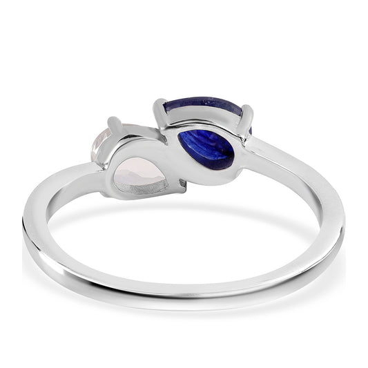 Strieborný Prsteň s Austrálskym Modrým Zafírom a Bielym Topásom