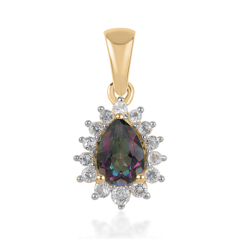 Pozlátený Strieborný Prívesok s Mystickým Topásom a Bielym Topásom 1 