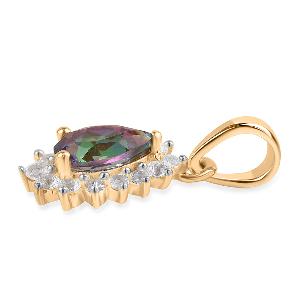 Pozlátený Strieborný Prívesok s Mystickým Topásom a Bielym Topásom 2 