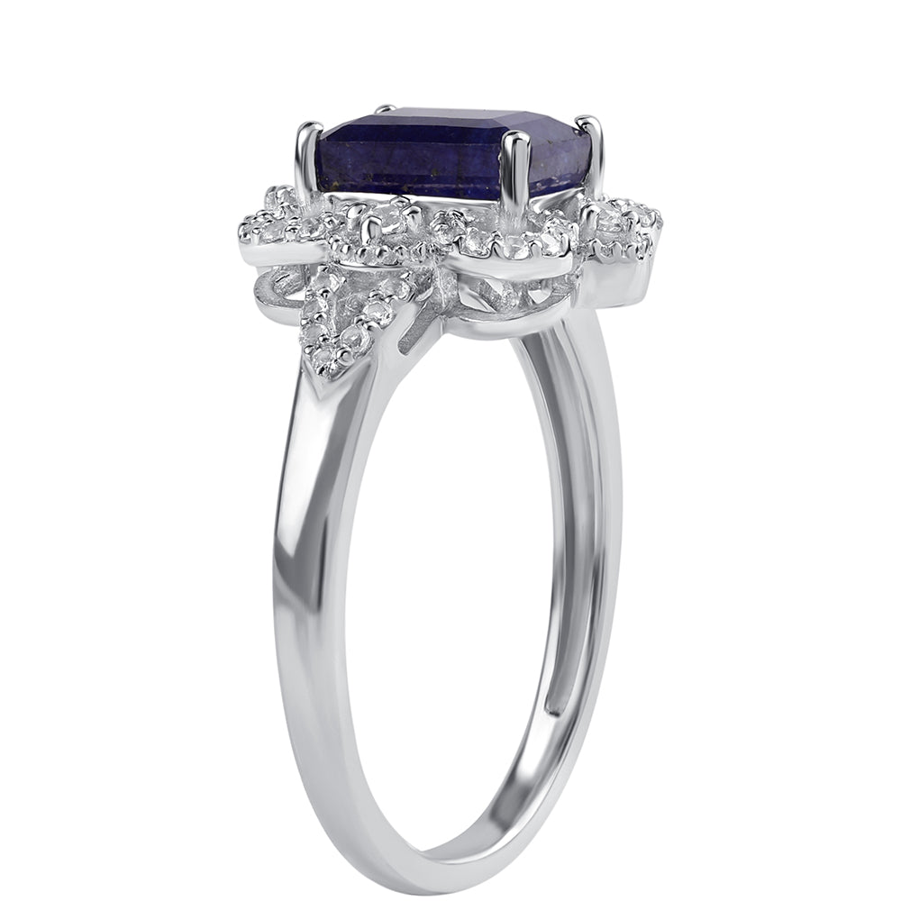 Strieborný Prsteň s Austrálskym Modrým Zafírom a Bielym Topásom