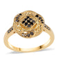 Pozlátený Strieborný Prsteň s Čiernym Diamantom