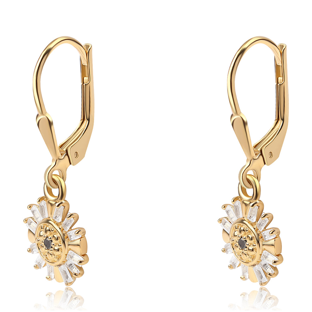 Pozlátené Strieborné Náušnice s Čiernym Diamantom a Bielym Topásom 2 