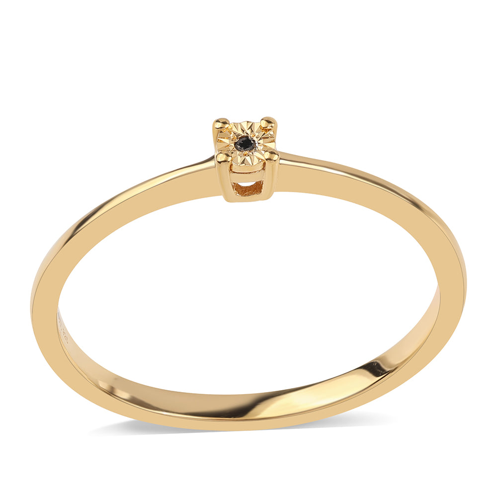 Pozlátený Strieborný Prsteň s Čiernym Diamantom 1 