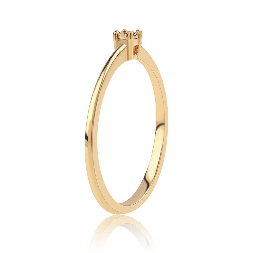 Pozlátený Strieborný Prsteň s Čiernym Diamantom