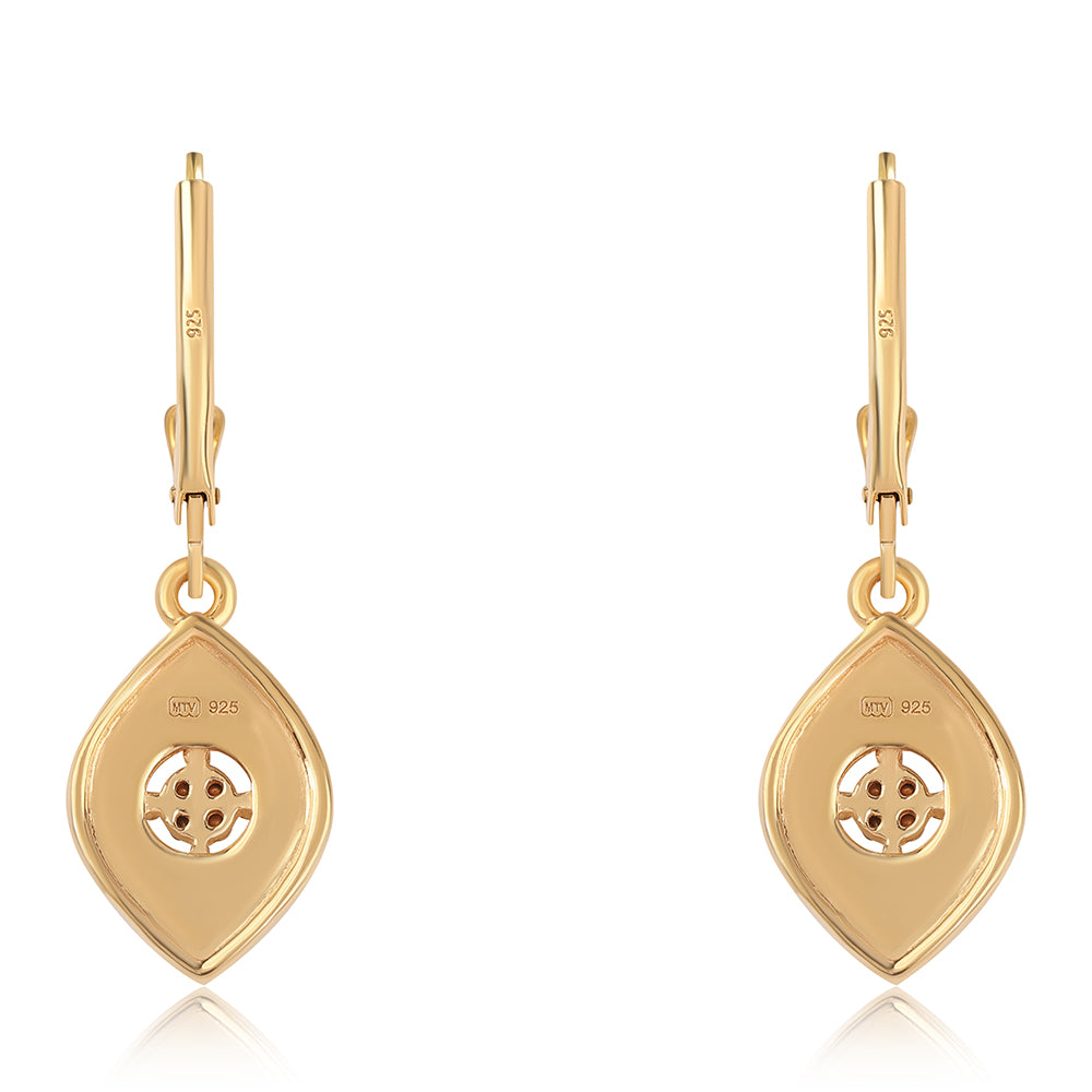 Pozlátené Strieborné Náušnice s Čiernym Diamantom 3 