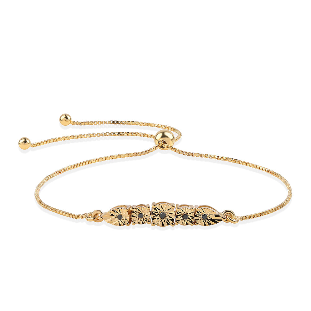 Pozlátený Strieborný Náramok s Čiernym Diamantom