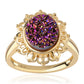 Pozlátený Strieborný Prsteň s Fialovou Drusy